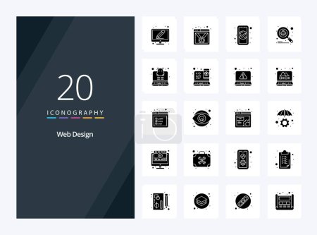Téléchargez les illustrations : Icône Glyphe solide de conception Web 20 pour la présentation - en licence libre de droit