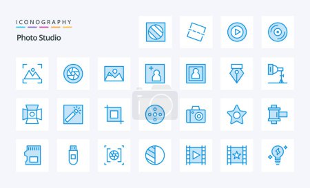Ilustración de 25 paquete de iconos de Photo Studio Blue - Imagen libre de derechos