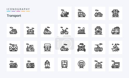 Illustration for 25 Transport Line icon pack - Royalty Free Image