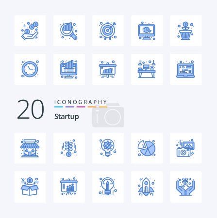 Ilustración de 20 Icono de color azul de inicio Pack como gráfico de estadísticas de generación de gráficos de fotografía - Imagen libre de derechos
