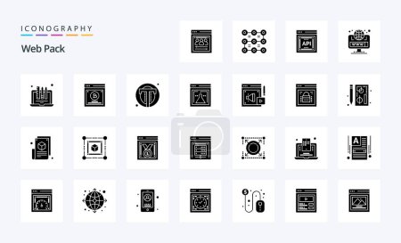 Ilustración de Paquete de iconos de glifo sólido de 25 Web Pack - Imagen libre de derechos