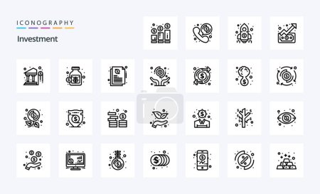 Ilustración de 25 paquete de iconos de línea de inversión - Imagen libre de derechos