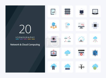 Illustration for 20 Network And Cloud Computing Flat Color icon for presentation - Royalty Free Image