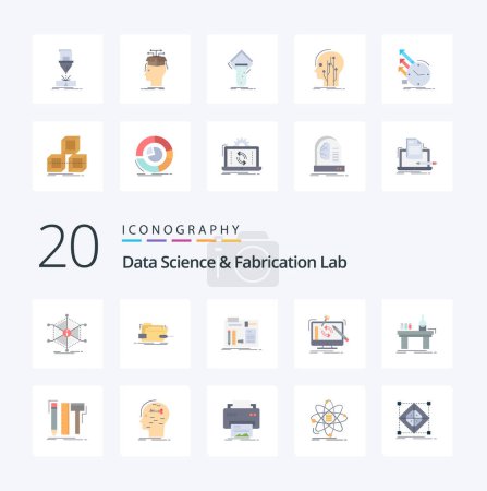 Illustration for 20 Data Science And Fabrication Lab Flat Color icon Pack like tools engineering tech workshop diy - Royalty Free Image
