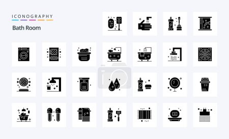 Téléchargez les photos : Pack d'icônes Glyphe solide de 25 salles de bain - en image libre de droit