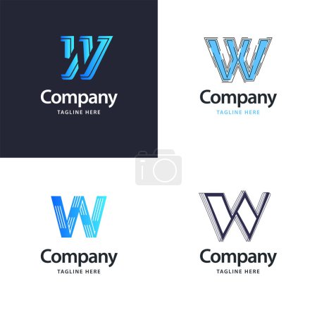 Ilustración de Letra W Big Logo Pack Design Diseño de logos modernos creativos para su negocio - Imagen libre de derechos