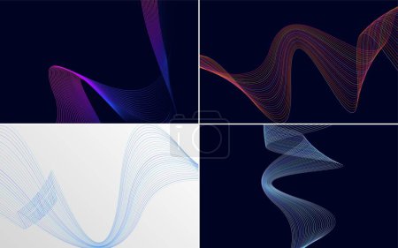 Ilustración de Curva de onda moderna vector abstracto paquete de fondo para un diseño fresco y moderno. - Imagen libre de derechos