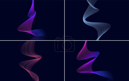 Illustration for Create a dynamic design with this set of 4 waving line vector backgrounds - Royalty Free Image