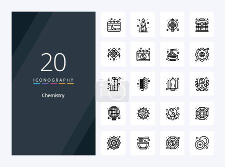 Illustration for 20 Chemistry Outline icon for presentation - Royalty Free Image