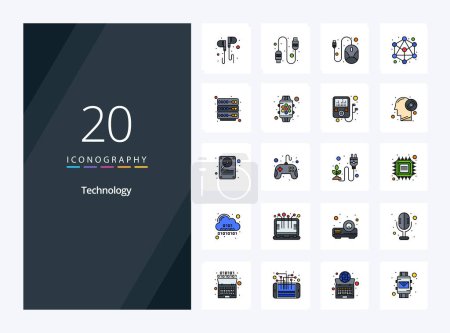 Ilustración de 20 Línea de tecnología Icono de relleno para presentación - Imagen libre de derechos