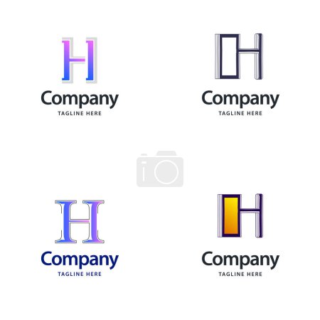 Téléchargez les illustrations : Lettre H Big Logo Pack Design. Conception de logos créatifs modernes pour votre entreprise - en licence libre de droit