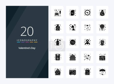Illustration for 20 Valentines Day Solid Glyph icon for presentation - Royalty Free Image