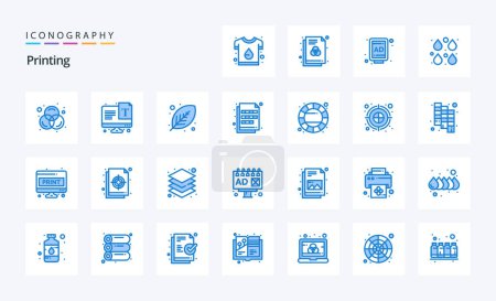 Ilustración de 25 Impresión azul icono pack - Imagen libre de derechos