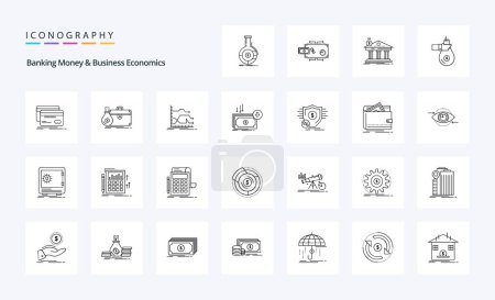 Ilustración de 25 Banca de dinero y economía de negocios Línea icono pack - Imagen libre de derechos