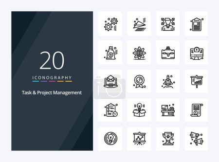Illustration for 20 Task And Project Management Outline icon for presentation - Royalty Free Image