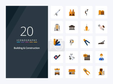 Illustration for 20 Building And Construction Flat Color icon for presentation - Royalty Free Image