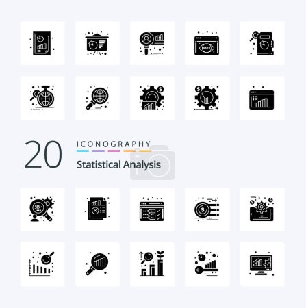 Illustration for 20 Statistical Analysis Solid Glyph icon Pack like data management money development graph currency - Royalty Free Image