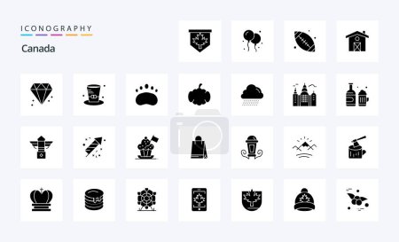 Illustration for 25 Canada Solid Glyph icon pack - Royalty Free Image