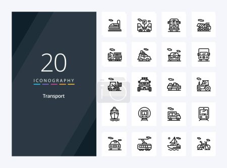 Téléchargez les illustrations : 20 Transport icône de contour pour la présentation - en licence libre de droit