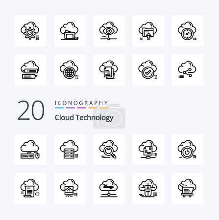 Illustration for 20 Cloud Technology Line icon Pack like online file cloud access data - Royalty Free Image