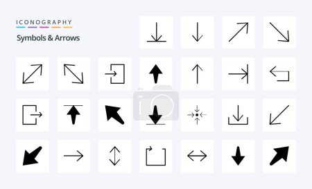 Téléchargez les illustrations : 25 Symboles Flèches Solid Glyph icon pack - en licence libre de droit