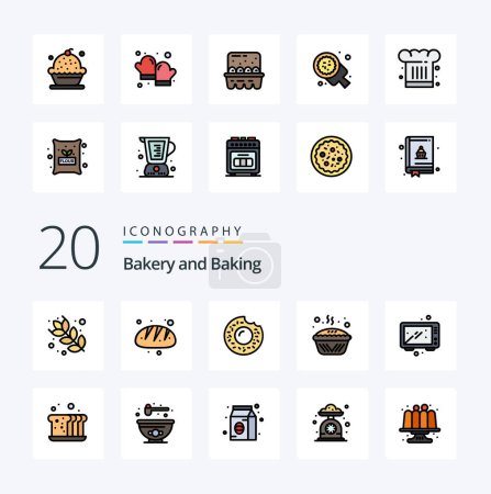 Illustration for 20 Baking Line Filled Color icon Pack like food baking food tin cooking - Royalty Free Image