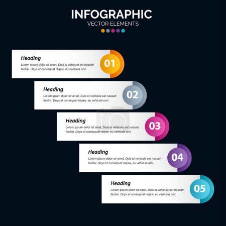 Illustration for 5 Option Infographics diagram annual report web design Business concept steps or processes - Royalty Free Image