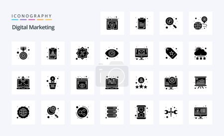 Téléchargez les illustrations : Pack d'icônes 25 Digital Marketing Solid Glyph - en licence libre de droit