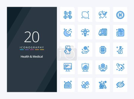 Ilustración de 20 Salud y Médico icono de color azul para la presentación - Imagen libre de derechos