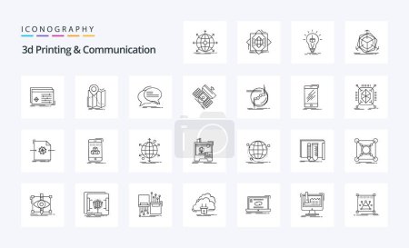Ilustración de 25 Impresión 3d y paquete de iconos de línea de comunicación - Imagen libre de derechos
