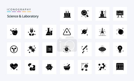Ilustración de 25 paquete de iconos de glifos sólidos de ciencia - Imagen libre de derechos