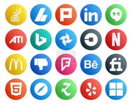 Ilustración de 20 Paquete de iconos de redes sociales Incluyendo aversión. netflix. quedadas. Conductor. uber - Imagen libre de derechos