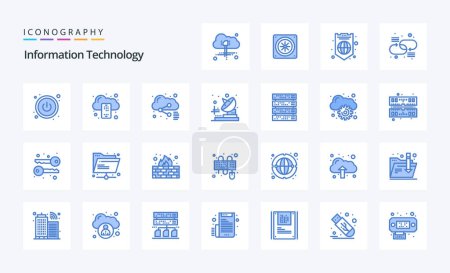 Ilustración de 25 Tecnología de la información Paquete icono azul - Imagen libre de derechos