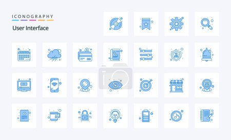 Ilustración de 25 Interfaz de usuario Paquete icono azul - Imagen libre de derechos