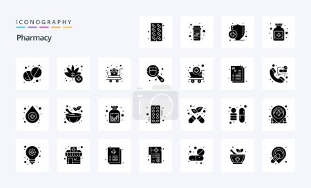 Illustration for 25 Pharmacy Solid Glyph icon pack - Royalty Free Image