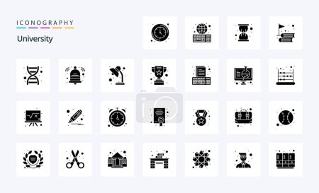 Illustration for 25 University Solid Glyph icon pack - Royalty Free Image