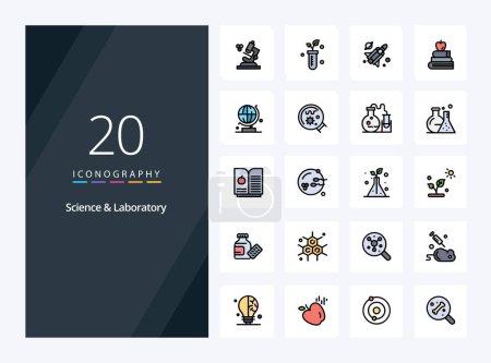 Illustration for 20 Science line Filled icon for presentation - Royalty Free Image