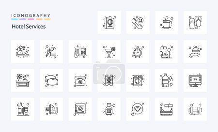 Illustration for 25 Hotel Services Line icon pack - Royalty Free Image