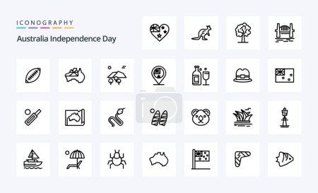 Illustration for 25 Australia Independence Day Line icon pack - Royalty Free Image