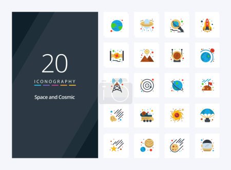 Illustration for 20 Space Flat Color icon for presentation - Royalty Free Image