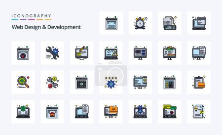 Ilustración de Paquete de iconos de 25 líneas de diseño y desarrollo web - Imagen libre de derechos