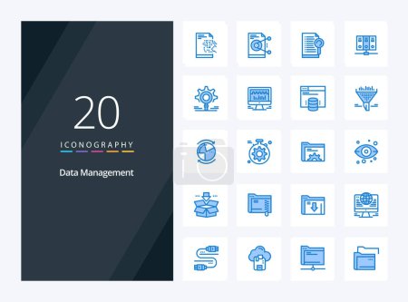 Téléchargez les illustrations : 20 Data Management icône de couleur bleue pour la présentation - en licence libre de droit