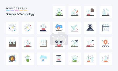 Illustration for 25 Science And Technology Flat color icon pack - Royalty Free Image