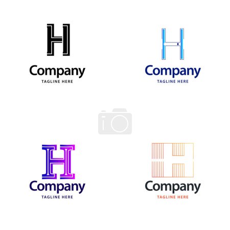 Téléchargez les illustrations : Lettre H Big Logo Pack Design Creative Design de logos modernes pour votre entreprise - en licence libre de droit
