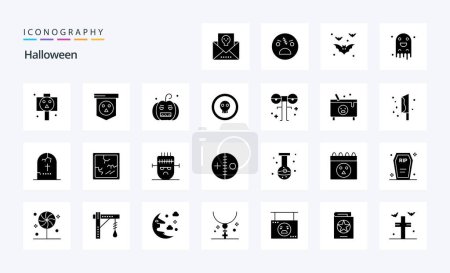 Illustration for 25 Halloween Solid Glyph icon pack - Royalty Free Image