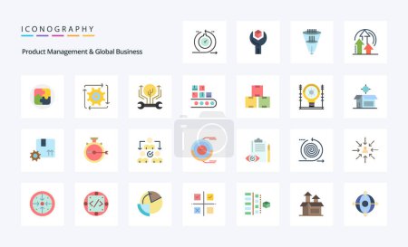 Illustration for 25 Product Managment And Global Business Flat color icon pack - Royalty Free Image
