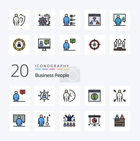 Ilustración de 20 Business People Line Lleno icono de color Pack como grupo navegador equipo empleado profesional - Imagen libre de derechos