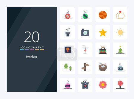 Illustration for 20 Holidays Flat Color icon for presentation - Royalty Free Image