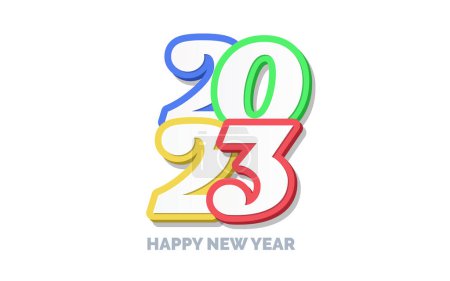 Ilustración de Feliz año nuevo diseño del logotipo 2023 3D - Imagen libre de derechos