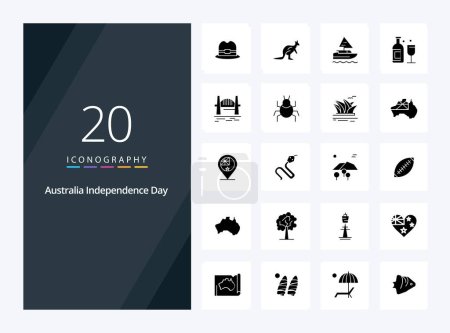 Téléchargez les illustrations : 20 Icône de glyphe solide de jour de l'indépendance de l'Australie pour la présentation - en licence libre de droit